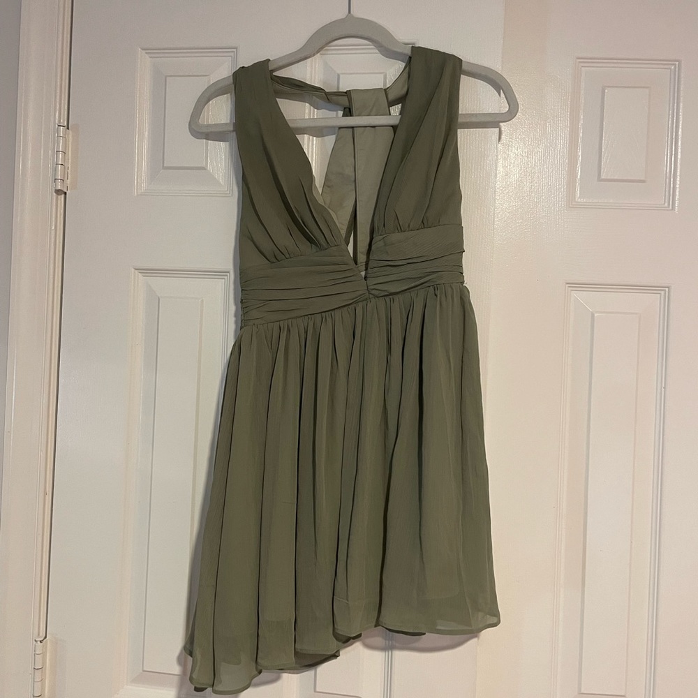 Xenia Boutique Green V Cut Dress
